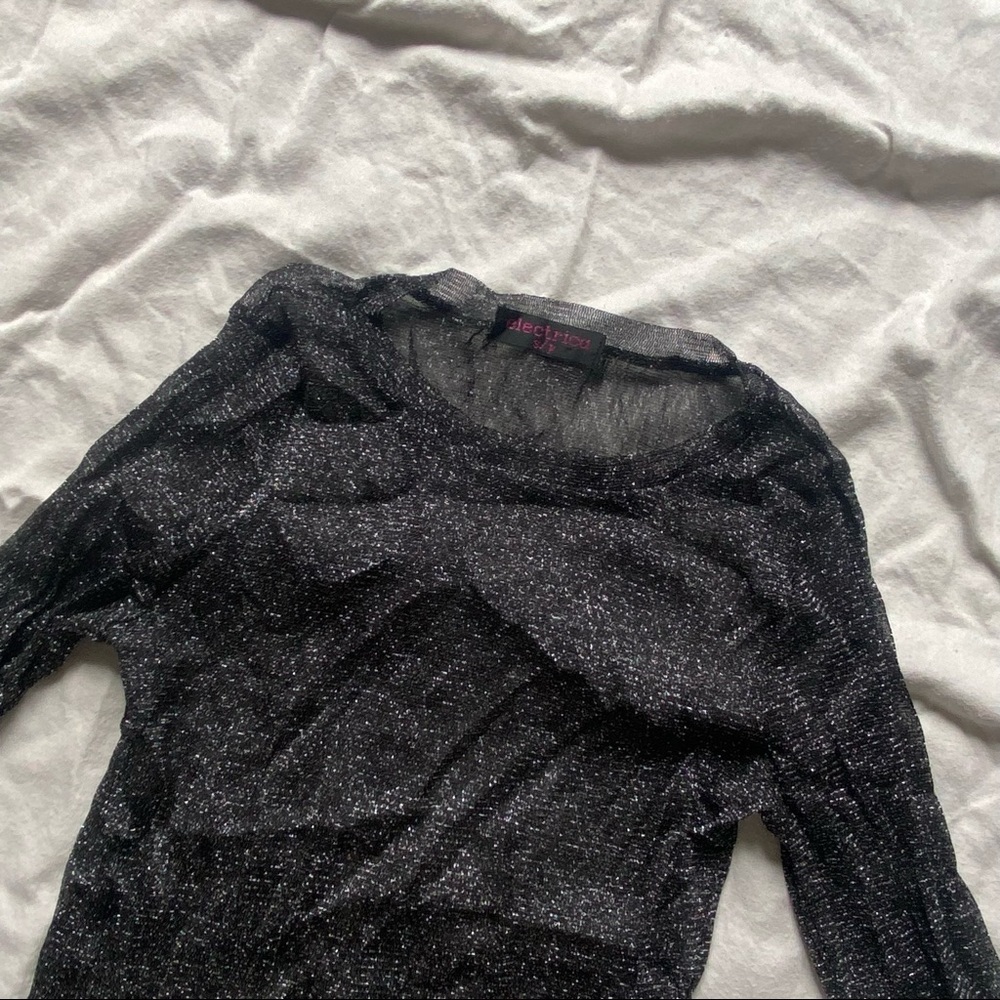 vintage 90s stretch glitter mesh top